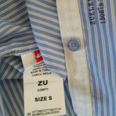 ZU+ELEMENTS - Camicia in cotone a righe bianco e blu
