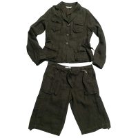 Marella - Completo giacca e pantalone corto in lino marrone