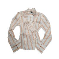 Marella - Camicia in cotone e organico a righe arancione e bianco