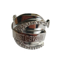 Just Cavalli - Anello in acciaio con cristalli e logo a vista