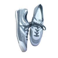 Tod's - EU/36 - Sneakers basso in pelle bianco e tessuto grigio