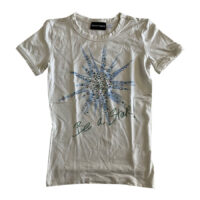Emporio Armani - IT/38 - T-shirt in viscosa elasticizzata bianco ottico con strass