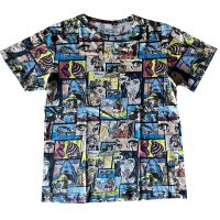 Maglietta Relaxed Fit cotone multicolore fantasia Comics. Prodotta prima del 2004. Indossata di frequente ma ancora in ottimo stato portando con stile l'aria vintage. Spalla 48 cm, torace 52 cm, lunghezza 65 cm.