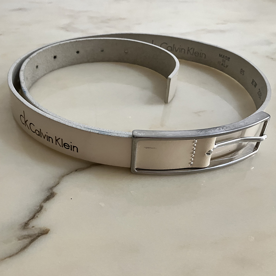 Calvin Klein - 85 cm - Cintura in pelle crema