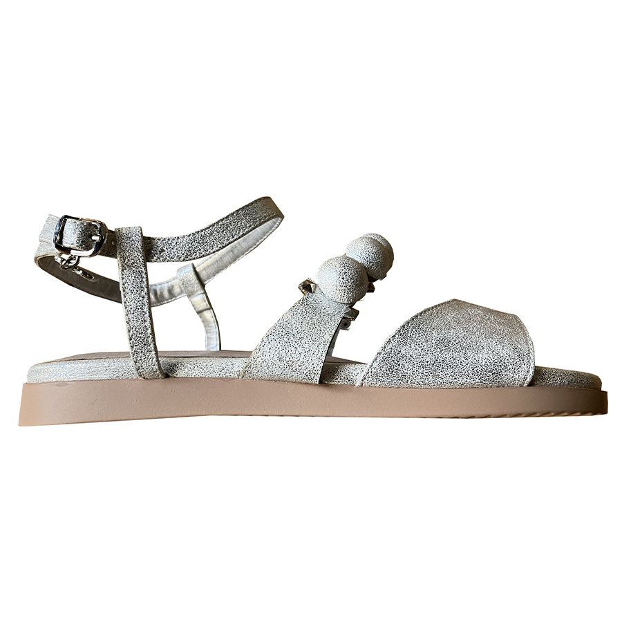 Braccialini - EU/38 - Sandali piatti in pelle colore argento