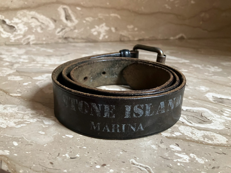 Stone Island - 90 cm - Cintura bassa unisex in pelle marrone