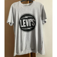 Levi's - M - T-shirt in cotone grigio con stampa frontale in nero